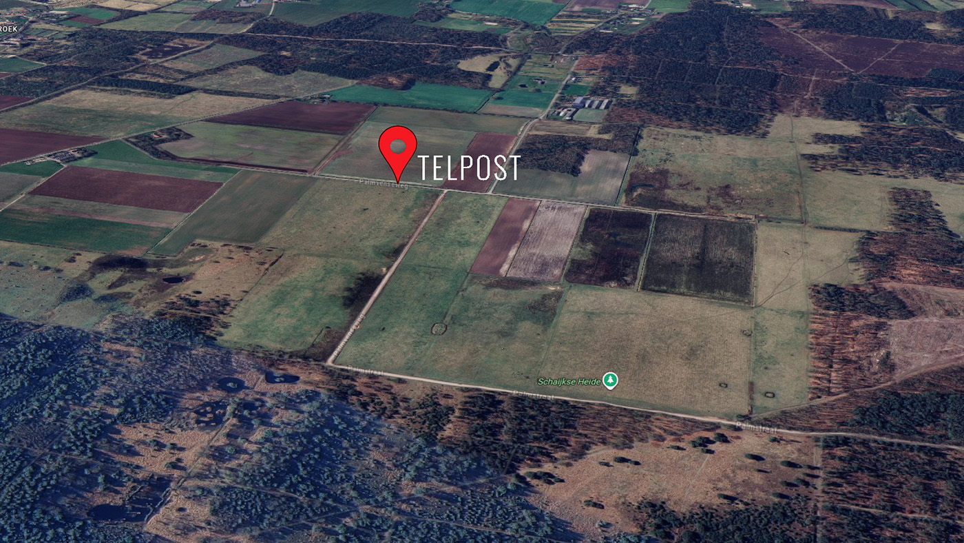 Beeld van wat een vogel ziet die op trek op de telpost afkomt. De vogel bevindt zich boven de Schaijkse Heide Beeld van wat een vogel ziet die op trek op de telpost afkomt. De vogel bevindt zich boven de Schaijkse Heide